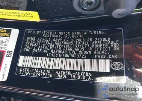 2019 Toyota Avalon Hybrid Limited из США, поврежденный, VIN 4T1B21FB8KU003723